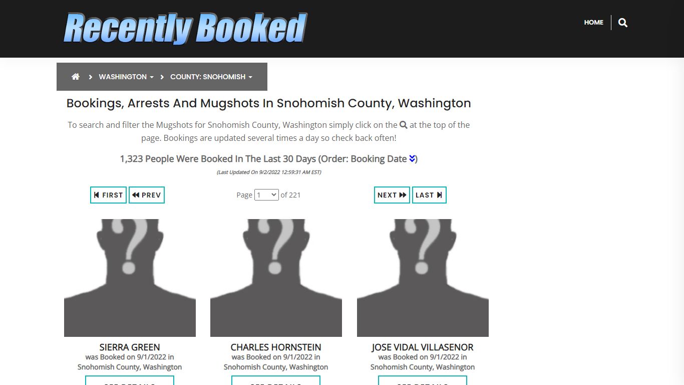 Bookings, Arrests and Mugshots in Snohomish County, Washington