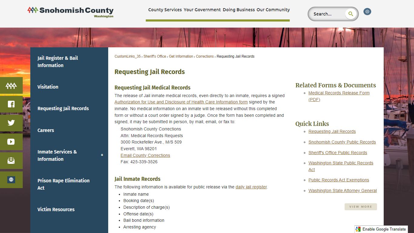 Requesting Jail Records | Snohomish County, WA - Official Website