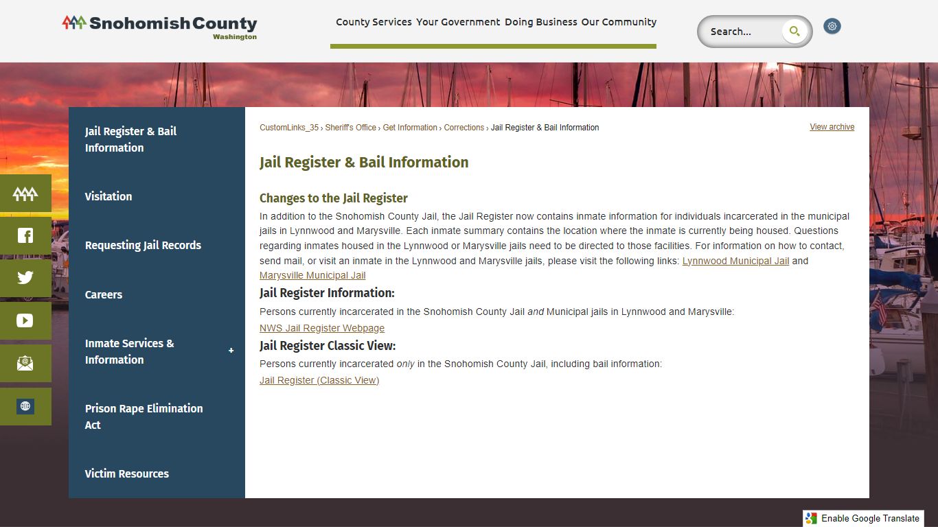 Jail Register & Bail Information - Snohomish County, WA